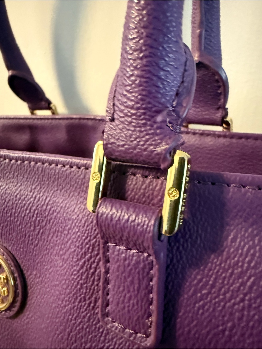 Tory Burch Violet Leather Tote with Gold Hardware - Picture 13 of 13